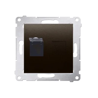 Gniazdo komputerowe pojedyncze RJ45 kat. 6 z przesłoną przeciwkurzową (moduł) brąz mat metalik