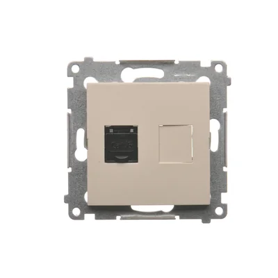 Gniazdo komputerowe pojedyncze RJ45 kategoria 6 z przesłoną przeciwkurzową (moduł) krem