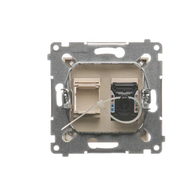 Gniazdo komputerowe pojedyncze RJ45 kategoria 6 z przesłoną przeciwkurzową (moduł) krem