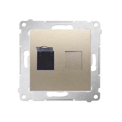 Gniazdo komputerowe pojedyncze RJ45 kategoria 6 z przesłoną przeciwkurzową (moduł) złoty (metalik)