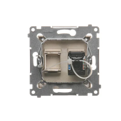 Gniazdo komputerowe pojedyncze RJ45 kategoria 6 z przesłoną przeciwkurzową (moduł) złoty (metalik)