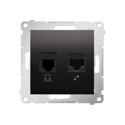 Gniazdo komputerowe RJ45 kat. 5e + RJ12 (moduł) antracyt (metalik)