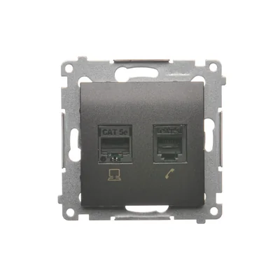 Gniazdo komputerowe RJ45 kat. 5e + RJ12 (moduł) antracyt (metalik)