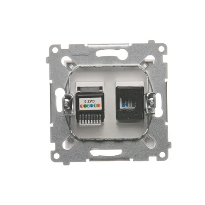 Gniazdo komputerowe RJ45 kat. 5e + RJ12 (moduł) białe