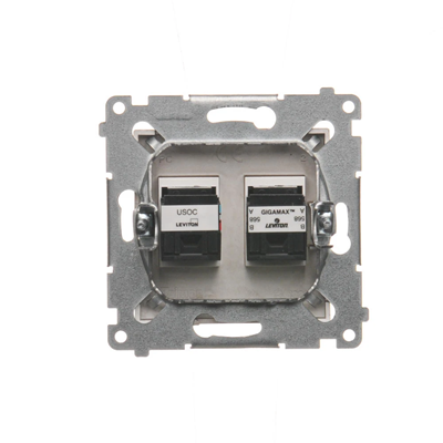 Gniazdo komputerowe RJ45 kat. 5e + RJ12 (moduł) brąz mat metalik