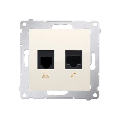 Gniazdo komputerowe RJ45 kat. 5e + RJ12 (moduł) krem