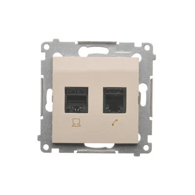 Gniazdo komputerowe RJ45 kat. 5e + RJ12 (moduł) krem