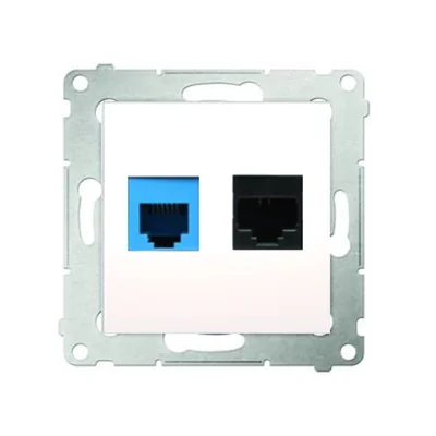Gniazdo komputerowe RJ45 kat. 5e + RJ12 (moduł) krem