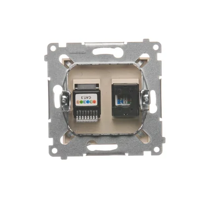 Gniazdo komputerowe RJ45 kat. 5e + RJ12 (moduł) krem