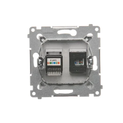 Gniazdo komputerowe RJ45 kat. 5e + RJ12 (moduł) srebrny (metalik)