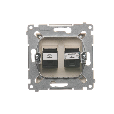 Gniazdo komputerowe RJ45 kat. 5e + RJ12 (moduł) złoty (metalik)