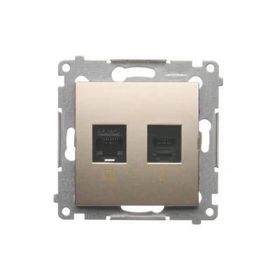 Gniazdo komputerowe RJ45 kat. 5e + RJ12 (moduł) złoty (metalik)