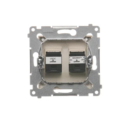 Gniazdo komputerowe RJ45 kat. 5e + RJ12 (moduł) złoty (metalik)