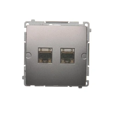 Gniazdo komputerowe RJ45 kat. 6 podwójne ekranowane inox metalik