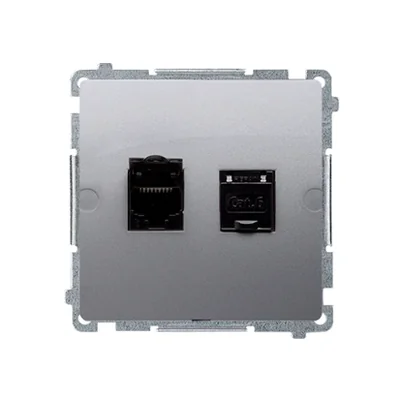 Gniazdo komputerowe RJ45 kat. 6 podwójne inox metalik