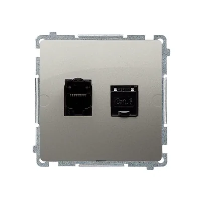 Gniazdo komputerowe RJ45 kat. 6 podwójne satyna metalik