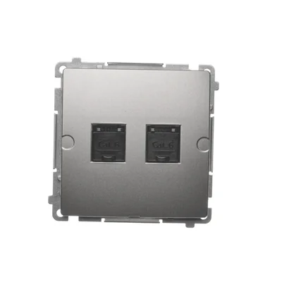 Gniazdo komputerowe RJ45 kat. 6 podwójne satyna metalik