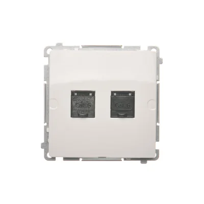 Gniazdo komputerowe RJ45 kat. 6 podwójne z przesłoną przeciwkurzową (moduł) białe