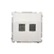 Gniazdo komputerowe RJ45 kat. 6 podwójne z przesłoną przeciwkurzową (moduł) białe