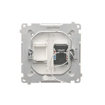 Gniazdo komputerowe RJ45 kat. 6 pojedyncze z przesłoną przeciwkurzową (moduł) białe