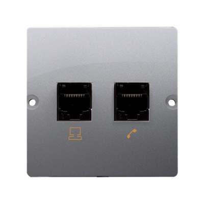 Gniazdo komputerowe RJ45 kat.5e + RJ11 (moduł) inox (metalik)