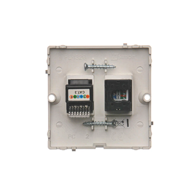 Gniazdo komputerowe RJ45 kat.5e + RJ11 (moduł) inox (metalik)