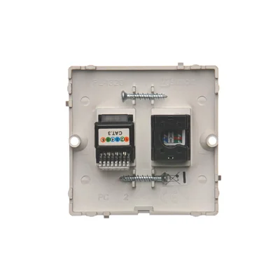 Gniazdo komputerowe RJ45 kat.5e + RJ11 (moduł) inox (metalik)