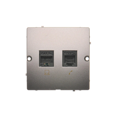 Gniazdo komputerowe RJ45 kat.5e + RJ11 (moduł) inox (metalik)