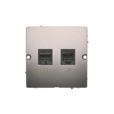 Gniazdo komputerowe RJ45 kat.5e + RJ11 (moduł) inox (metalik)