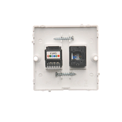 Gniazdo komputerowe RJ45 kat.5e + RJ12 (moduł) białe