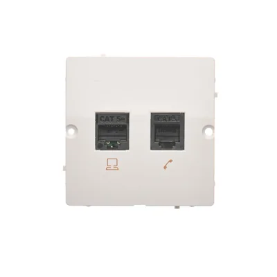 Gniazdo komputerowe RJ45 kat.5e + RJ12 (moduł) białe