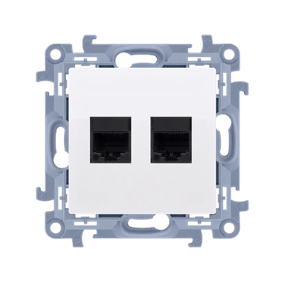 Gniazdo komputerowe RJ45 kategoria 5e + telefoniczne RJ11 (moduł) białe