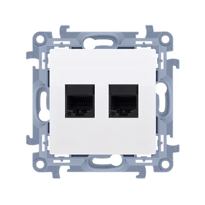 Gniazdo komputerowe RJ45 kategoria 5e + telefoniczne RJ11 (moduł) białe
