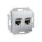 Gniazdo komputerowe RJ45 podwójne ekranowane kat. 6 z przesłoną przeciwkurzową (moduł) aluminium (metalik)