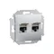 Gniazdo komputerowe RJ45 podwójne ekranowane kat. 6 z przesłoną przeciwkurzową (moduł) aluminium (metalik)