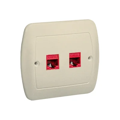 Gniazdo komputerowe RJ45 podwójne kat. 5e beż