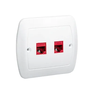 Gniazdo komputerowe RJ45 podwójne kat. 5e białe