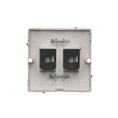 Gniazdo komputerowe RJ45 podwójne kat. 5e (moduł) inox (metalik)
