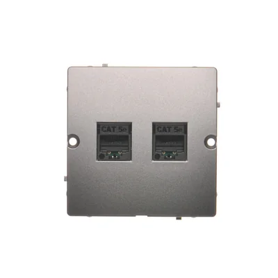 Gniazdo komputerowe RJ45 podwójne kat. 5e (moduł) inox (metalik)