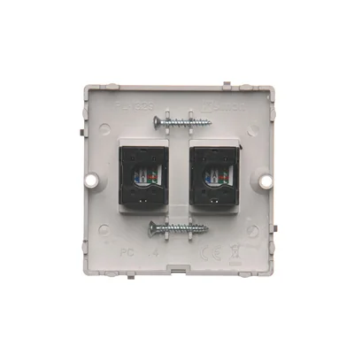 Gniazdo komputerowe RJ45 podwójne kat. 5e (moduł) inox (metalik)