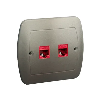 Gniazdo komputerowe RJ45 podwójne kat. 5e satyna (metalik)