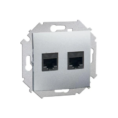 Gniazdo komputerowe RJ45 podwójne kat. 6 (moduł) aluminium (metalik)