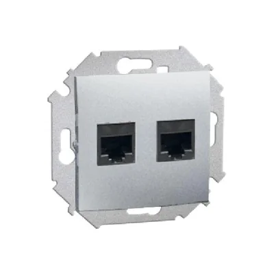 Gniazdo komputerowe RJ45 podwójne kat. 6 (moduł) aluminium (metalik)