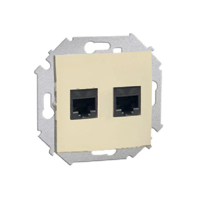 Gniazdo komputerowe RJ45 podwójne kat. 6 (moduł) beż