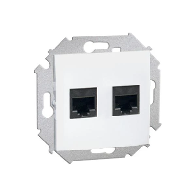 Gniazdo komputerowe RJ45 podwójne kat. 6 (moduł) białe