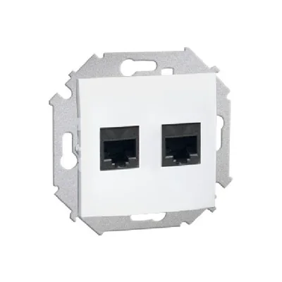 Gniazdo komputerowe RJ45 podwójne kat. 6 (moduł) białe