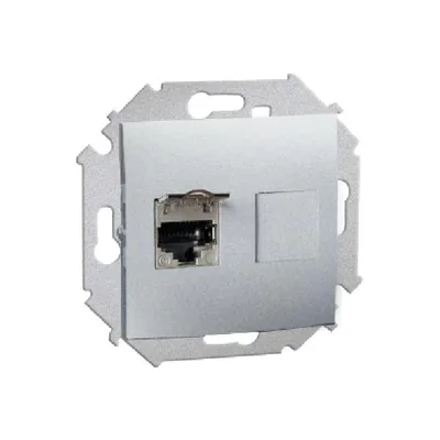Gniazdo komputerowe RJ45 pojedyncze ekranowane kat. 5e z przesłoną przeciwkurzową (moduł) aluminium (metalik)