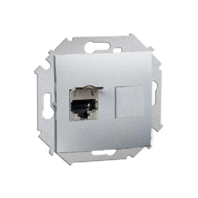 Gniazdo komputerowe RJ45 pojedyncze ekranowane kat. 6 z przesłoną przeciwkurzową (moduł) aluminium (metalik)