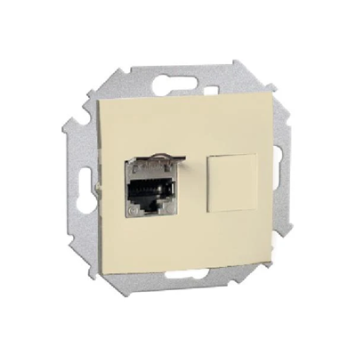 Gniazdo komputerowe RJ45 pojedyncze ekranowane kat. 6 z przesłoną przeciwkurzową (moduł) beż