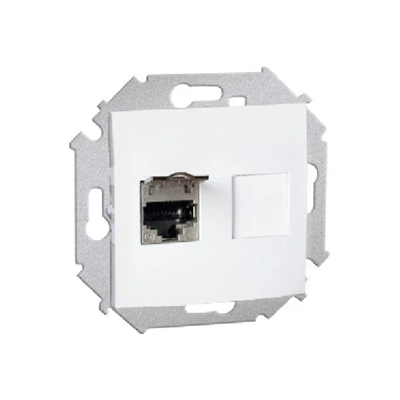 Gniazdo komputerowe RJ45 pojedyncze ekranowane kat. 6 z przesłoną przeciwkurzową (moduł) białe